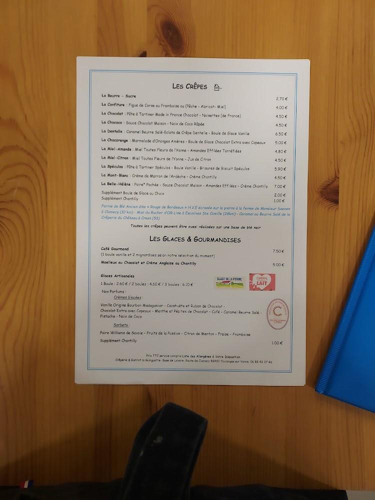 Crêperie et Bistrot La Guinguette - Coulanges sur Yonne - Menu Image 1
