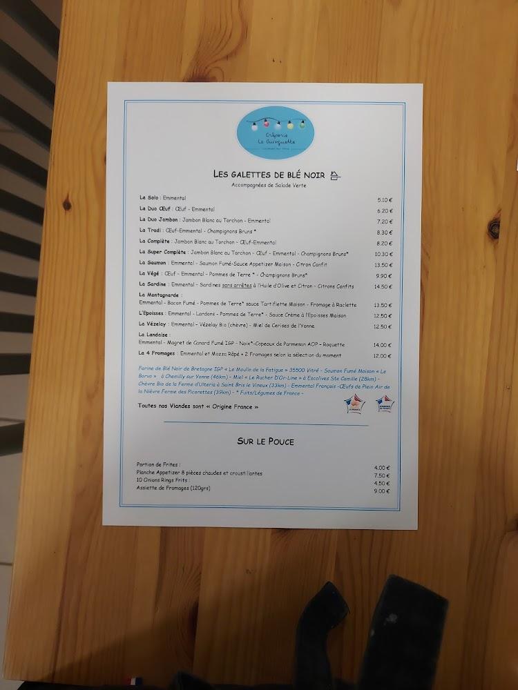 Crêperie et Bistrot La Guinguette - Coulanges sur Yonne - Menu Image 2